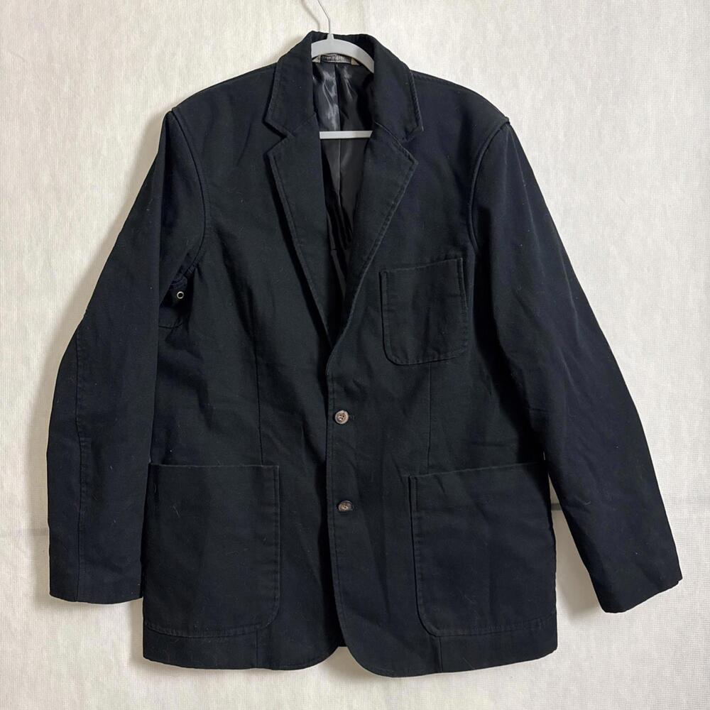 Duluth Trading Co Men's Size Large Tall Black Canvas Button Up Blazer Jacket
